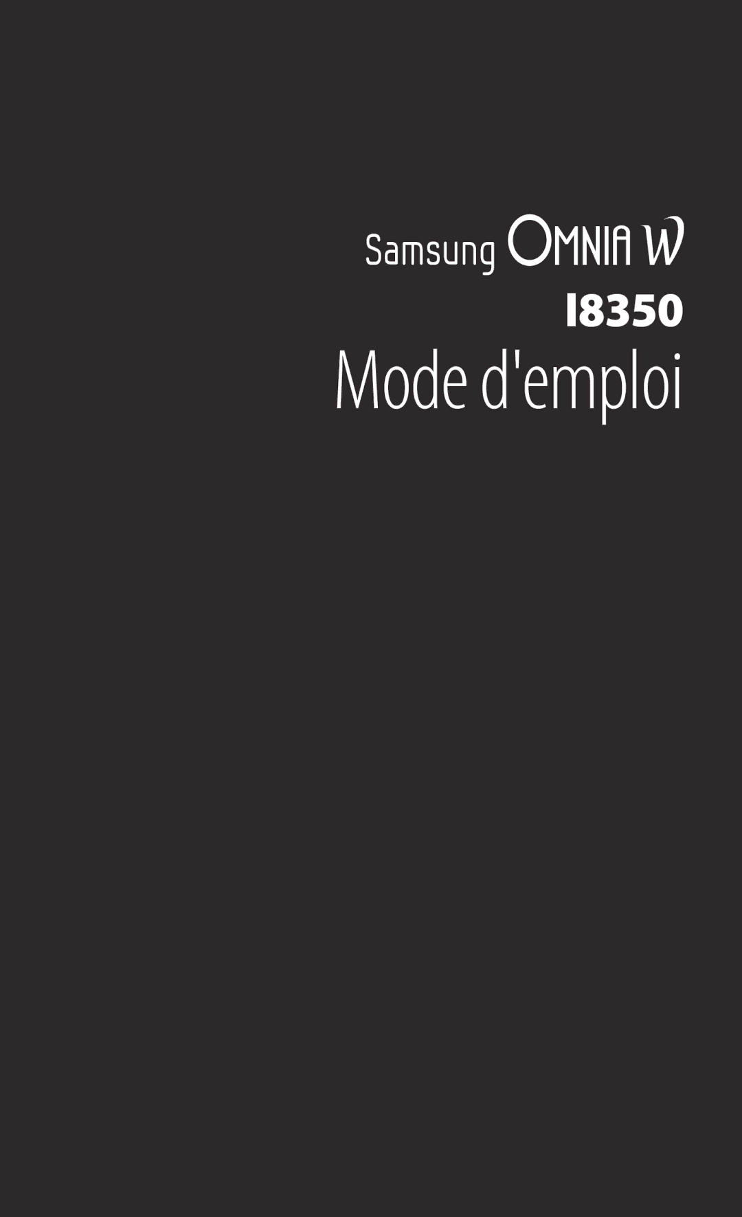 Samsung GT-I8350HKASFR, GT-I8350HKAFTM, GT-I8350HKAXEF, GT-I8350HKABOG manual Mode demploi 