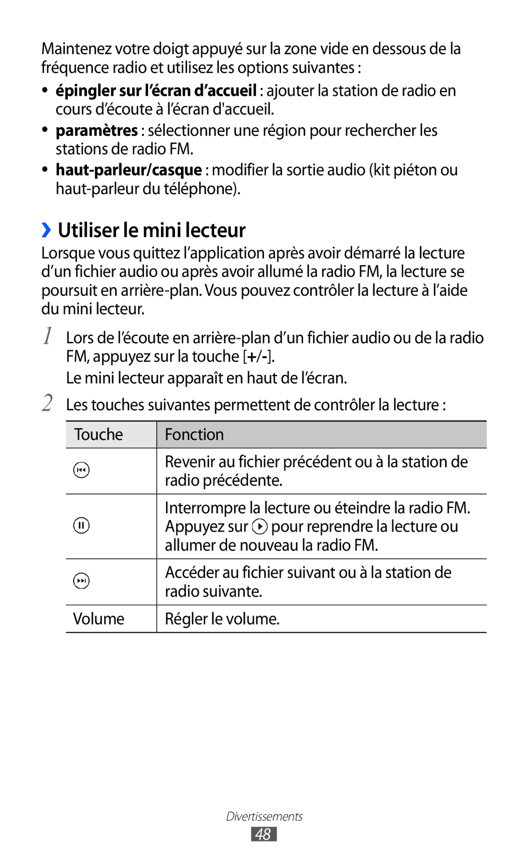 Samsung GT-I8350HKAFTM, GT-I8350HKASFR, GT-I8350HKAXEF, GT-I8350HKABOG manual ››Utiliser le mini lecteur 