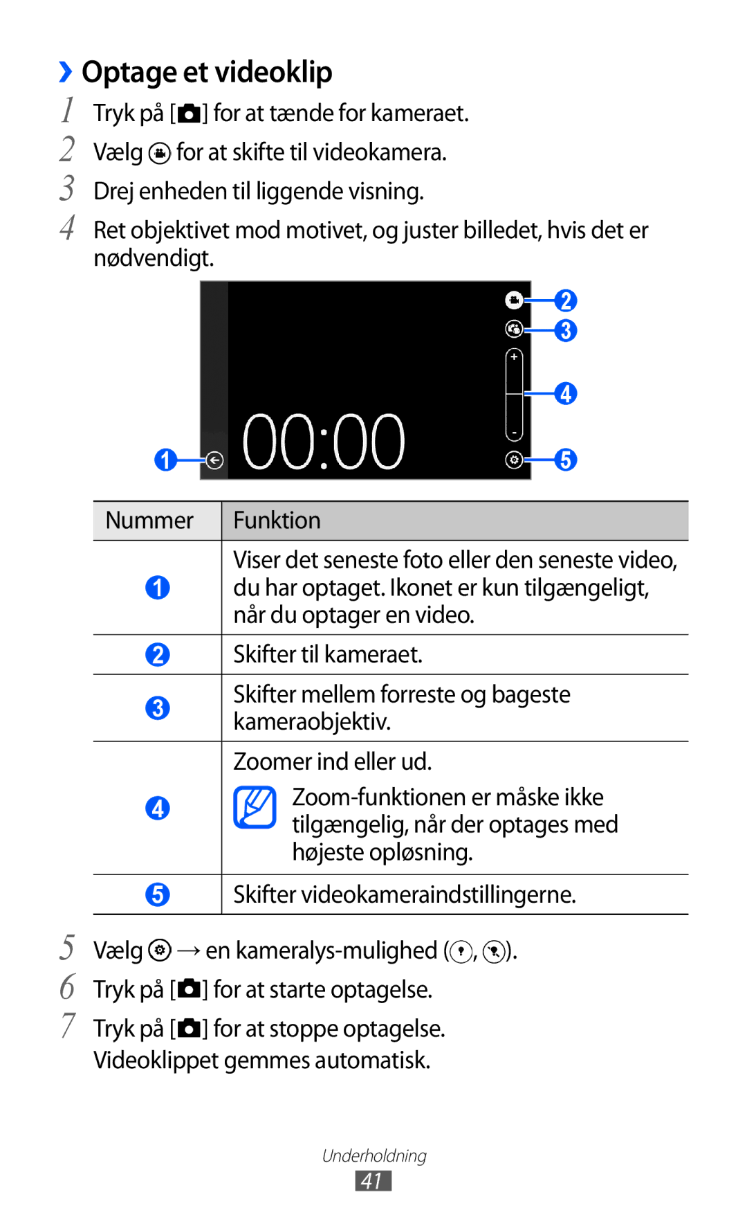 Samsung GT-I8350HKANEE manual ››Optage et videoklip, Videoklippet gemmes automatisk 