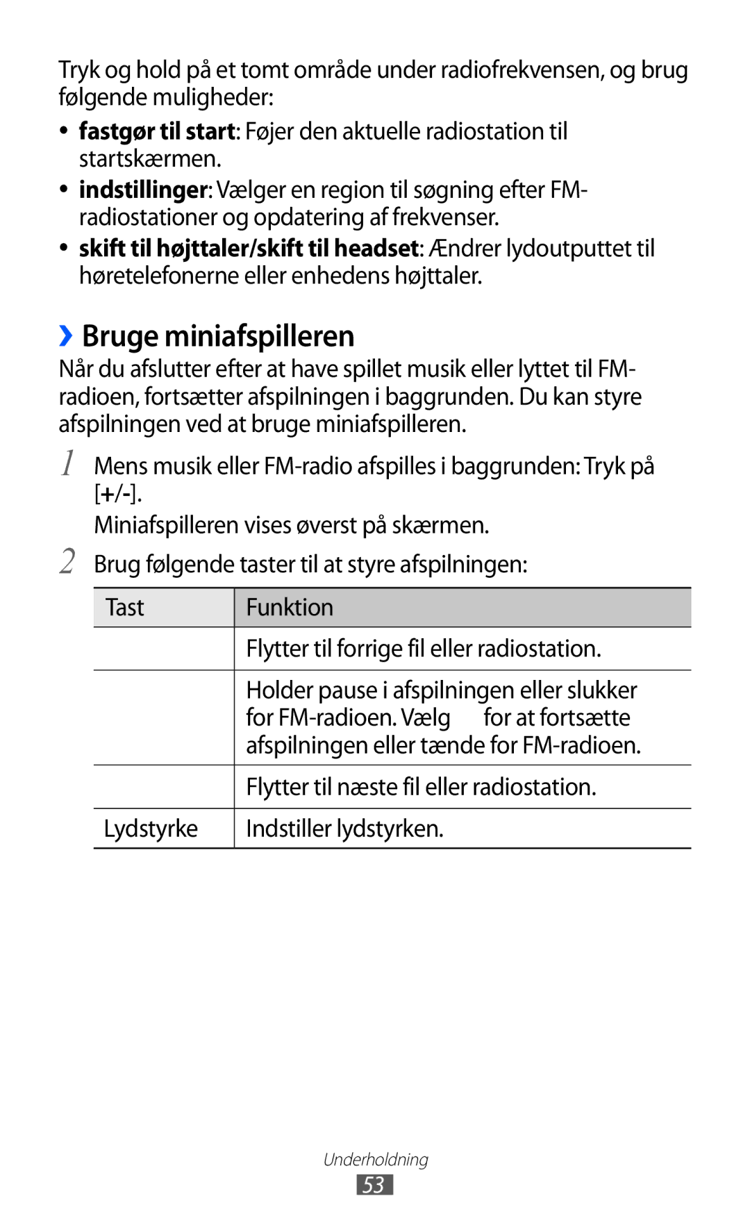 Samsung GT-I8350HKANEE manual ››Bruge miniafspilleren 