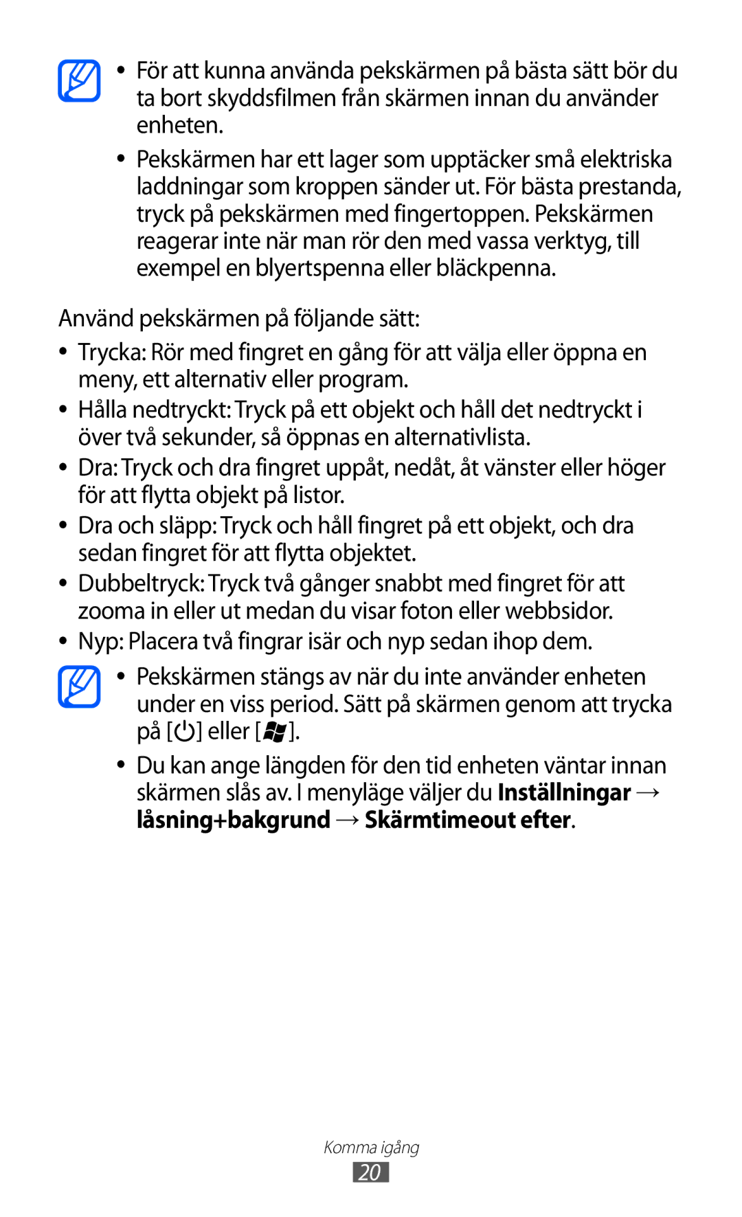 Samsung GT-I8350HKANEE manual Komma igång 