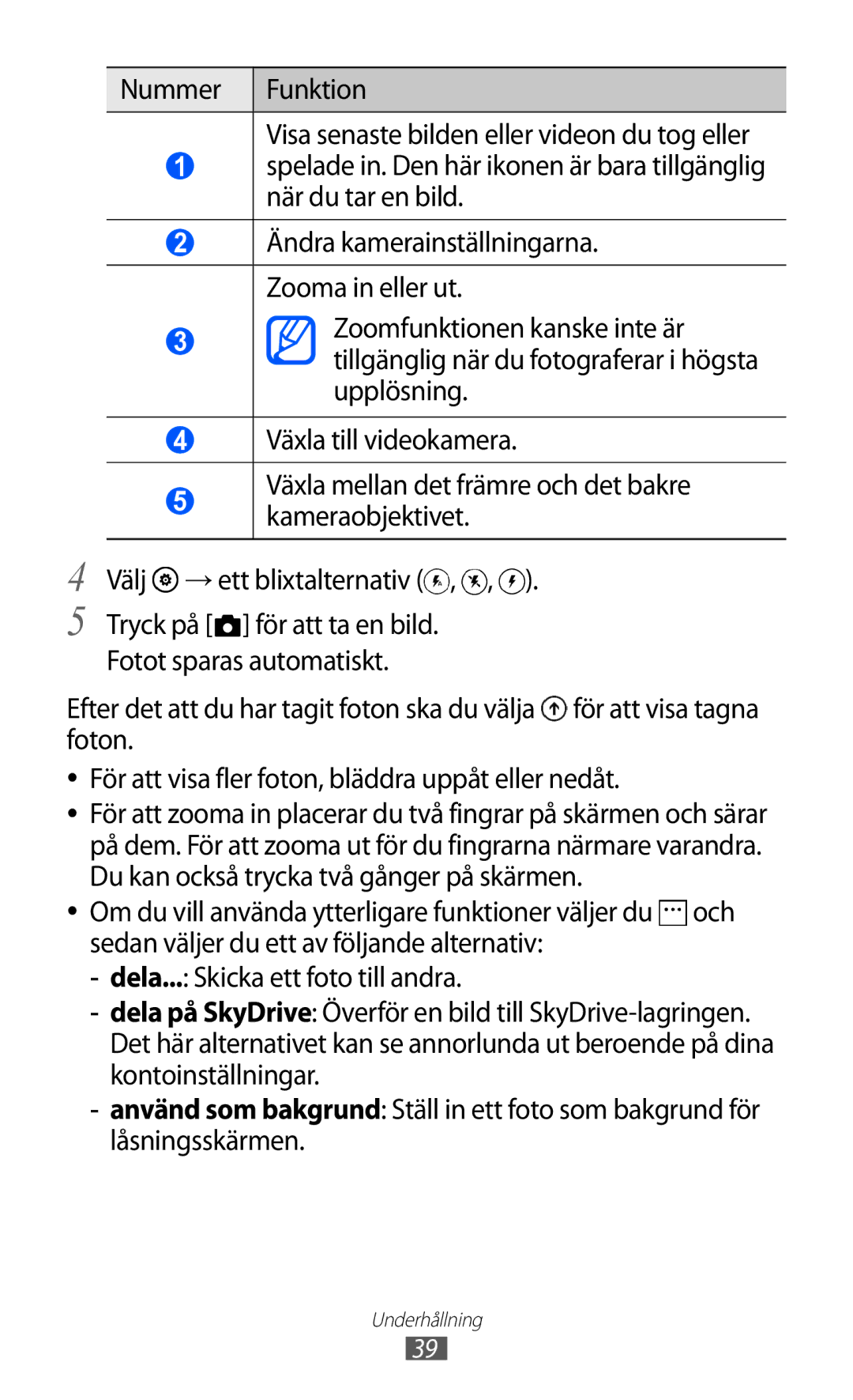 Samsung GT-I8350HKANEE manual Ändra kamerainställningarna. Zooma in eller ut 