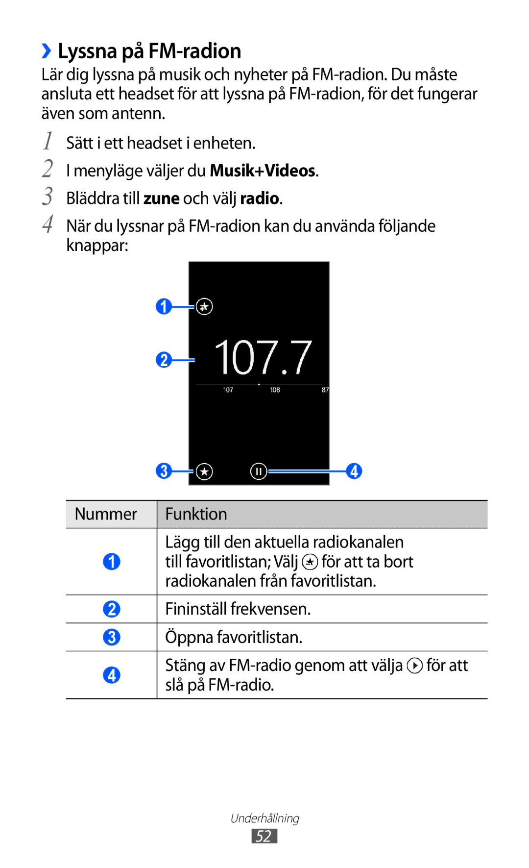 Samsung GT-I8350HKANEE manual ››Lyssna på FM-radion 