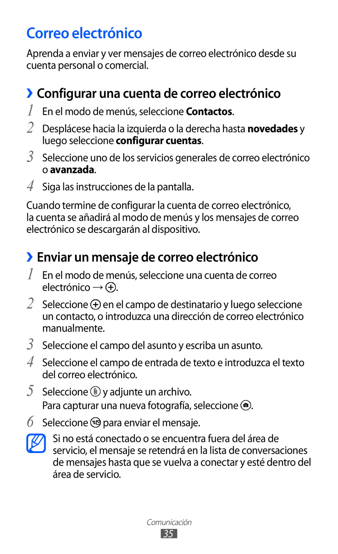 Samsung GT-I8350HKAFOP, GT-I8350HKAXEC manual Correo electrónico, ››Configurar una cuenta de correo electrónico, Avanzada 