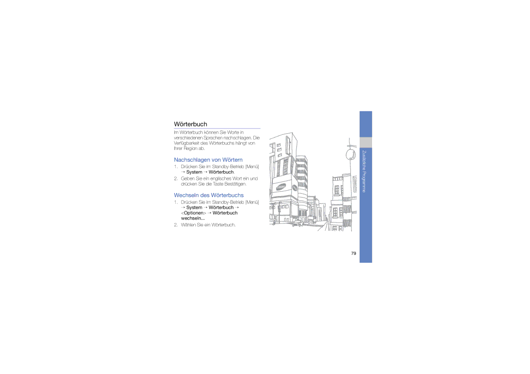 Samsung GT-I8510RKBDBT, GT-I8510RKADBT, GT-I8510RKDDBT manual Nachschlagen von Wörtern, Wechseln des Wörterbuchs 