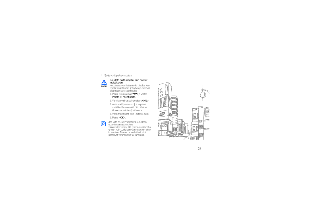 Samsung GT-I8510RKJXEE manual Sulje korttipaikan suojus 