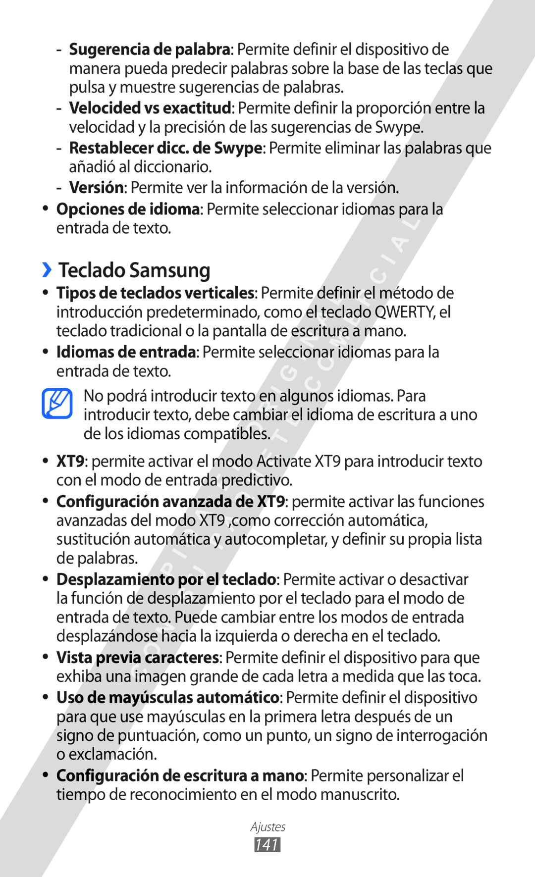 Samsung GT-I8530 manual ››Teclado Samsung, 141 