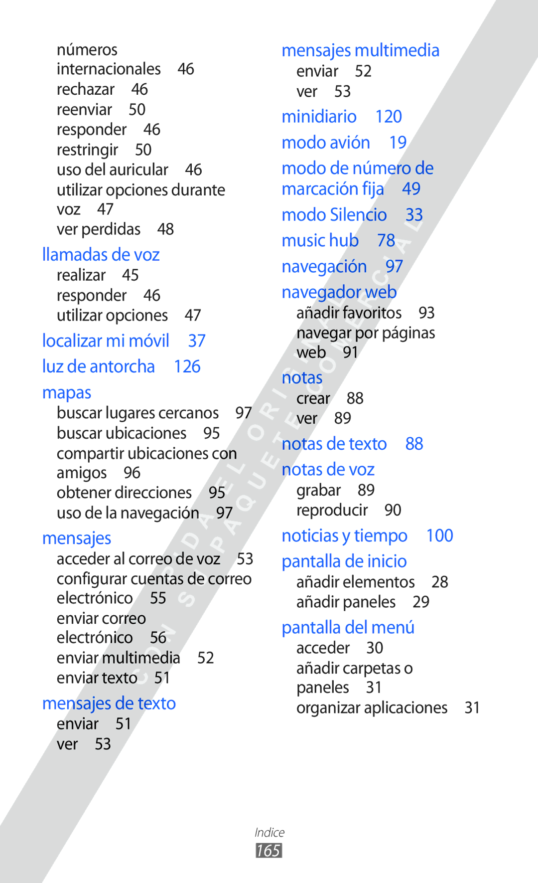 Samsung GT-I8530 manual 165 