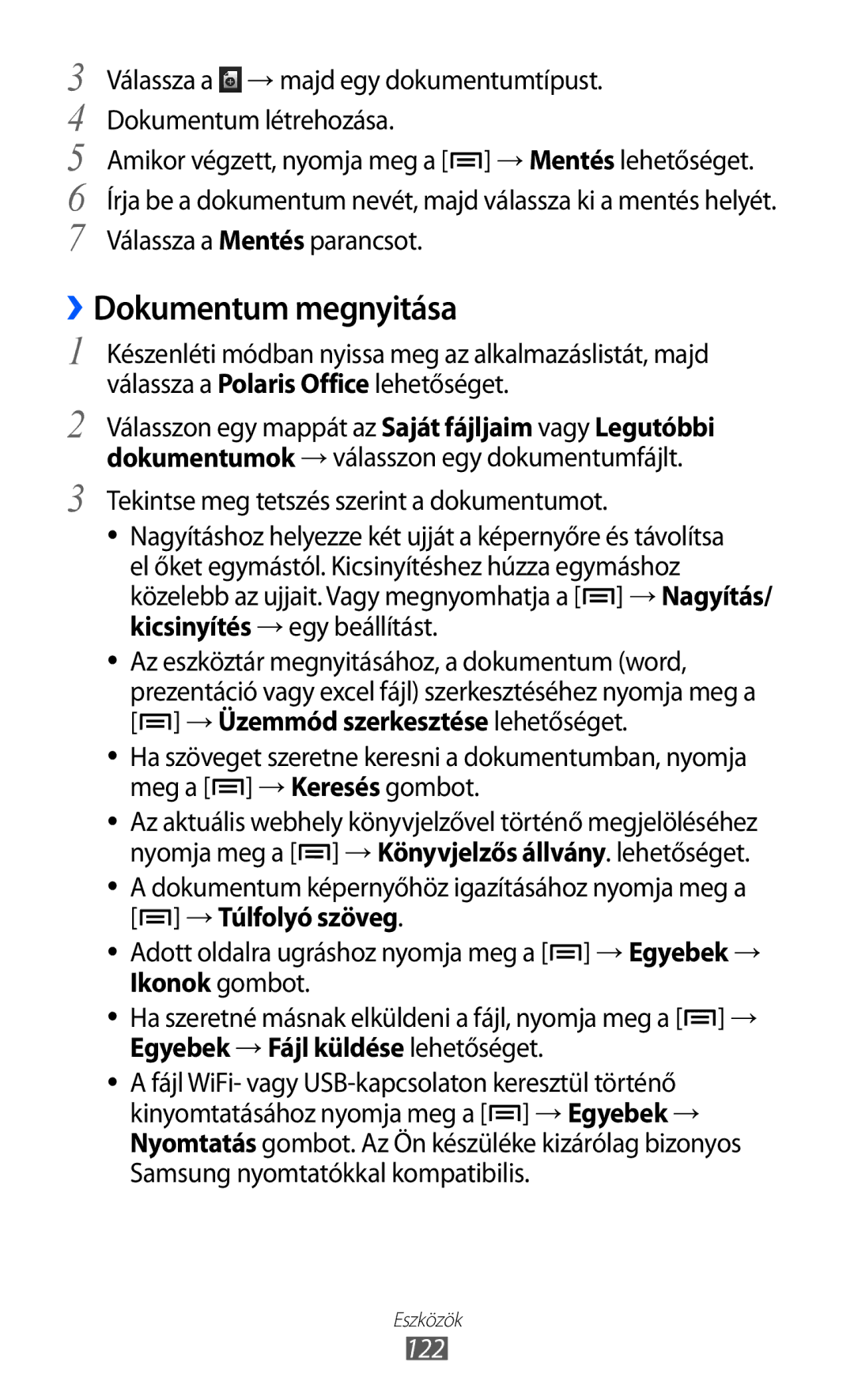 Samsung GT-I8530BAAATO, GT-I8530BAAEUR, GT-I8530BAADBT, GT-I8530BAAVVT, GT-I8530BAAXEZ manual ››Dokumentum megnyitása, 122 