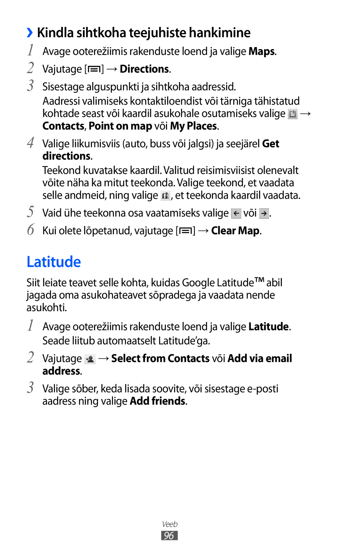 Samsung GT-I8530BAASEB manual Latitude, ››Kindla sihtkoha teejuhiste hankimine 