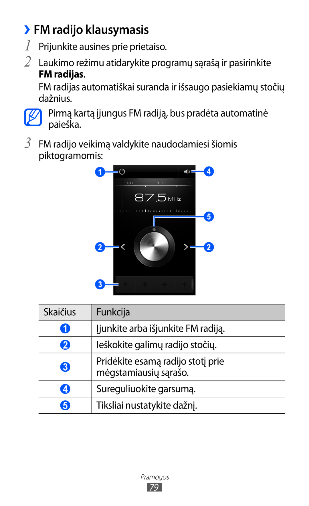 Samsung GT-I8530BAASEB manual ››FM radijo klausymasis 