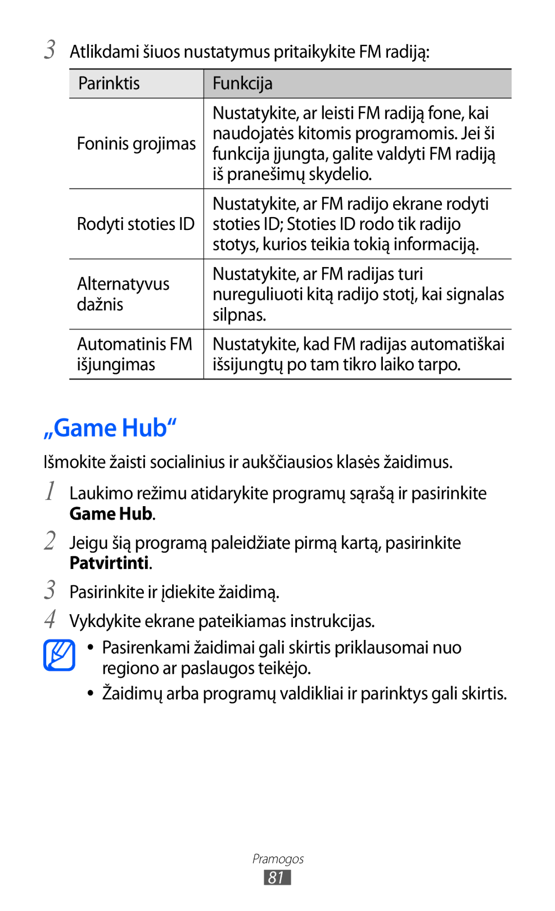 Samsung GT-I8530BAASEB manual „Game Hub 