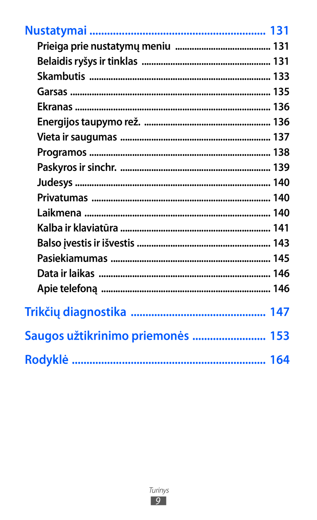 Samsung GT-I8530BAASEB manual 131, 133, 135, 136, 137, 138, 139, 140, 141, 143, 145, 146 