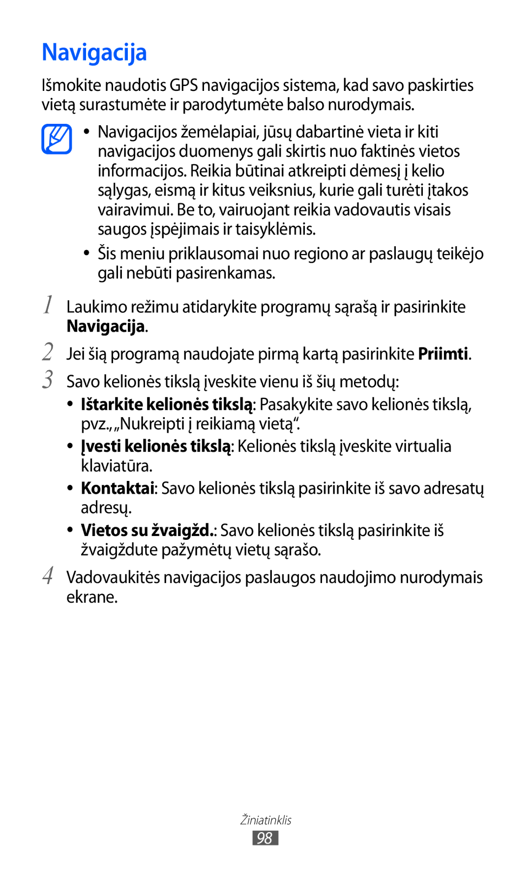 Samsung GT-I8530BAASEB manual Navigacija 