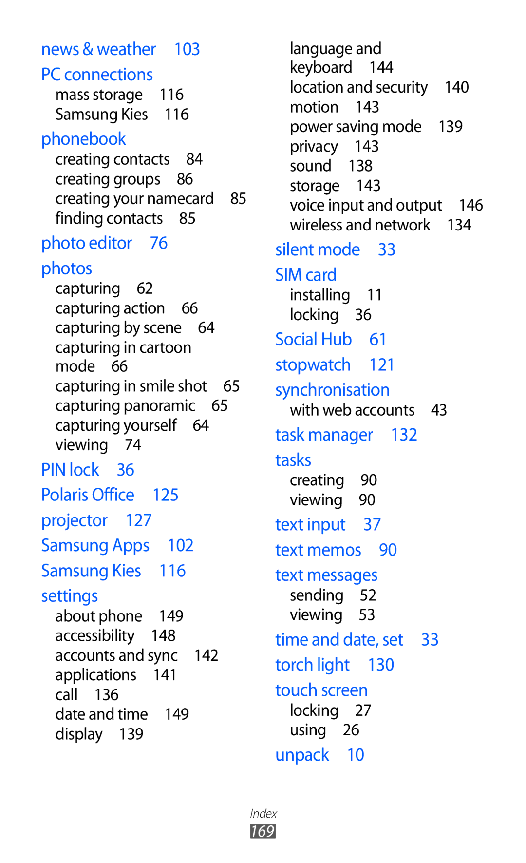 Samsung GT-I8530BAAPHE, GT-I8530BAATUR, GT-I8530RWAVD2, GT-I8530RWATUR, GT-I8530BAAEUR, GT-I8530BAAATO manual Phonebook 