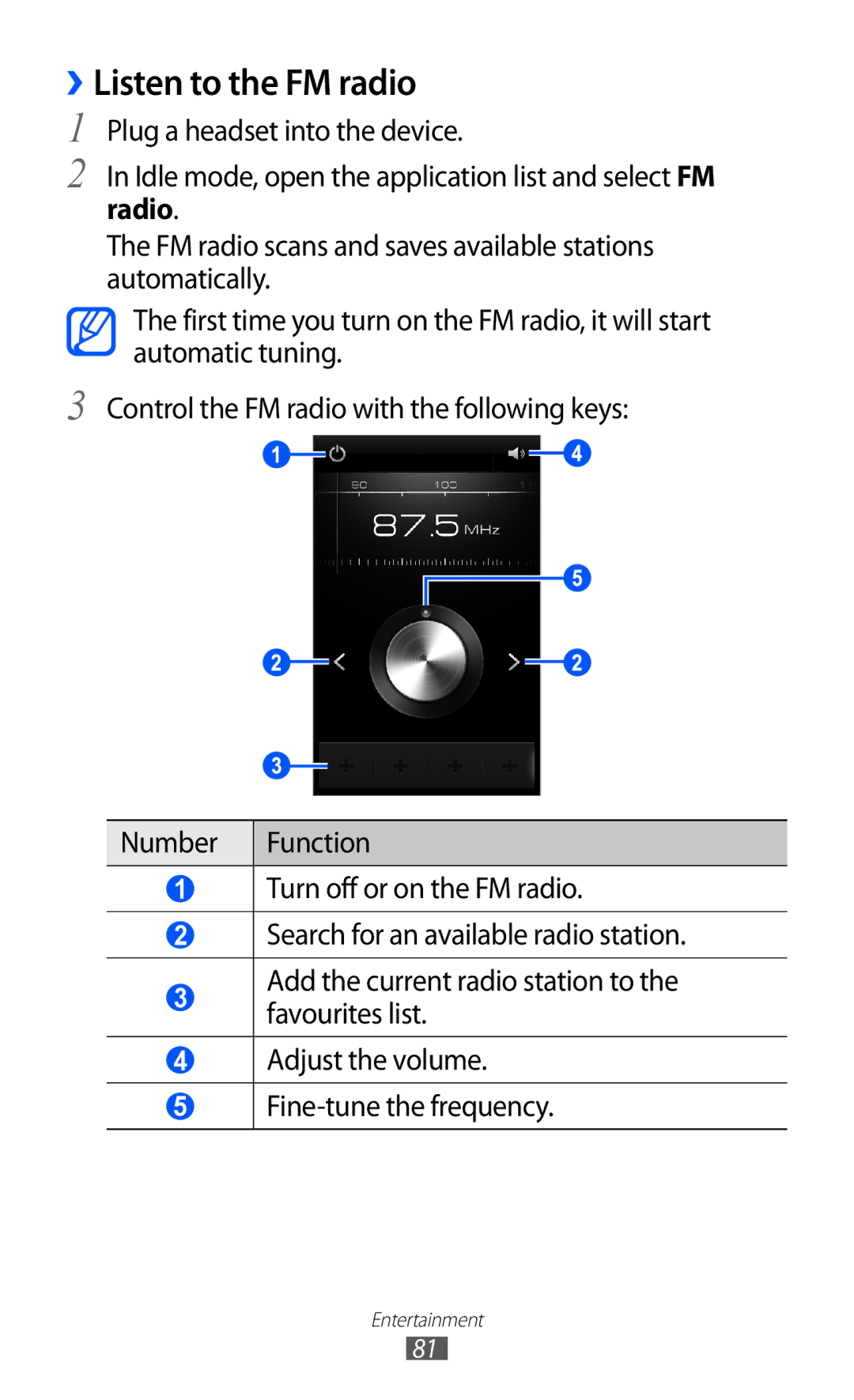 Samsung GT-I8530BAAPHE, GT-I8530BAATUR, GT-I8530RWAVD2, GT-I8530RWATUR, GT-I8530BAAEUR manual ››Listen to the FM radio 