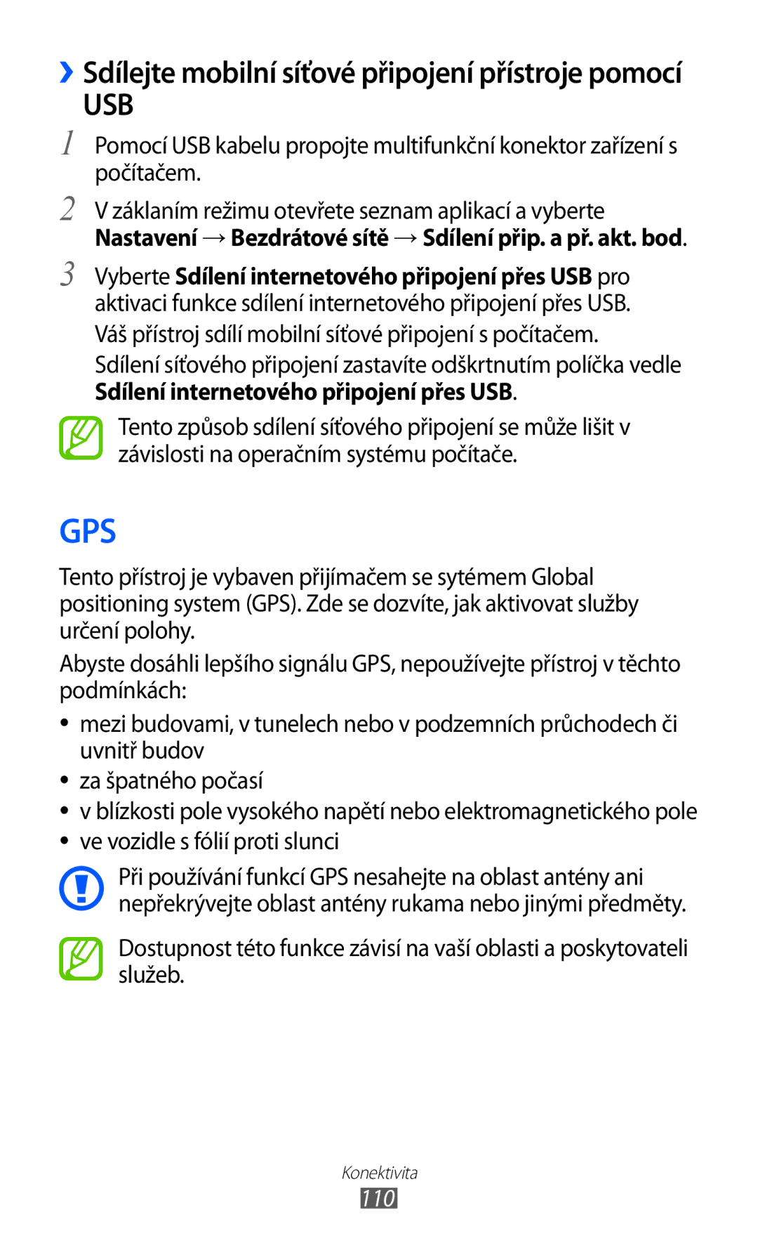 Samsung GT-I8530BAAVVT, GT-I8530RWAVDC, GT-I8530BAAVDC, GT-I8530BAAXEZ, GT-I8530BAAORX manual Usb, 110 