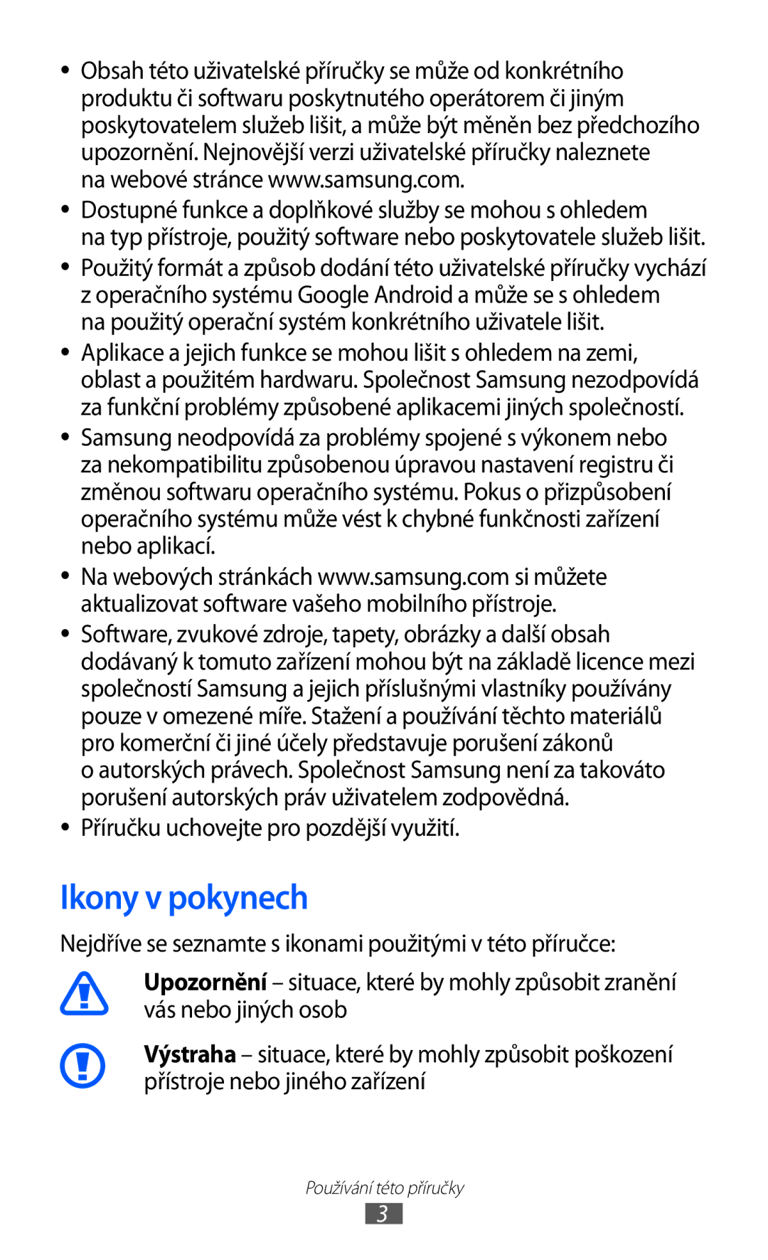 Samsung GT-I8530BAAXEZ, GT-I8530BAAVVT manual Ikony v pokynech, Dostupné funkce a doplňkové služby se mohou s ohledem 