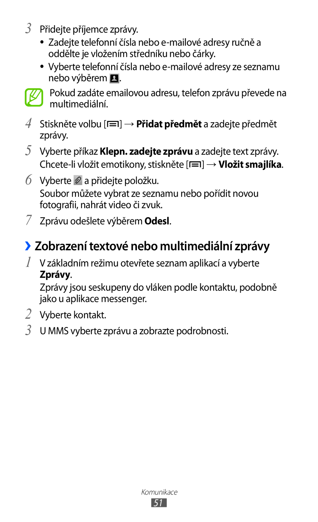 Samsung GT-I8530RWAVDC, GT-I8530BAAVVT, GT-I8530BAAVDC, GT-I8530BAAXEZ manual ››Zobrazení textové nebo multimediální zprávy 