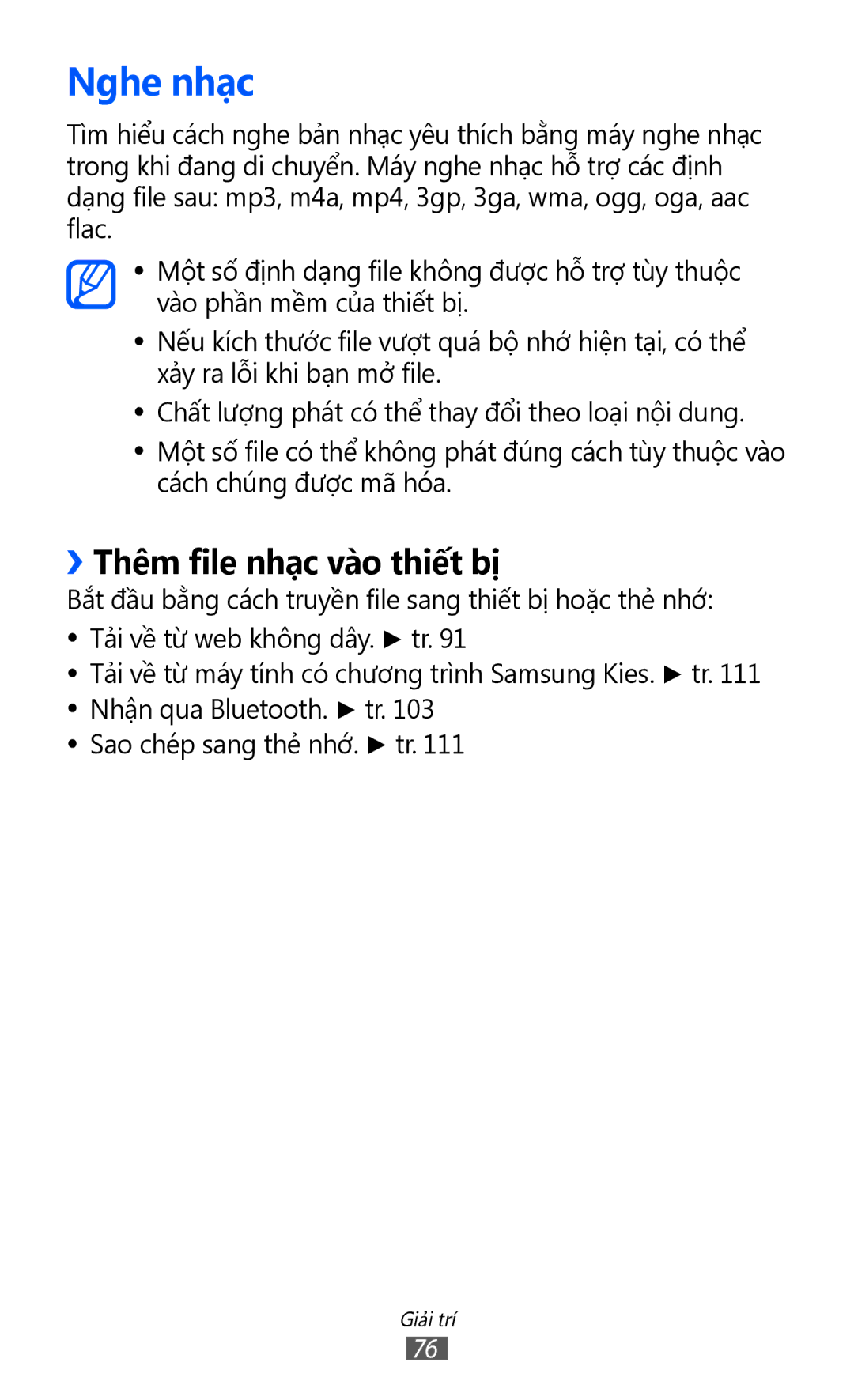 Samsung GT-I8530RWAXEV, GT-I8530BAAXEV, GT-I8530BAAXXV manual Nghe nhạc, ››Thêm file nhạc vào thiết bị 