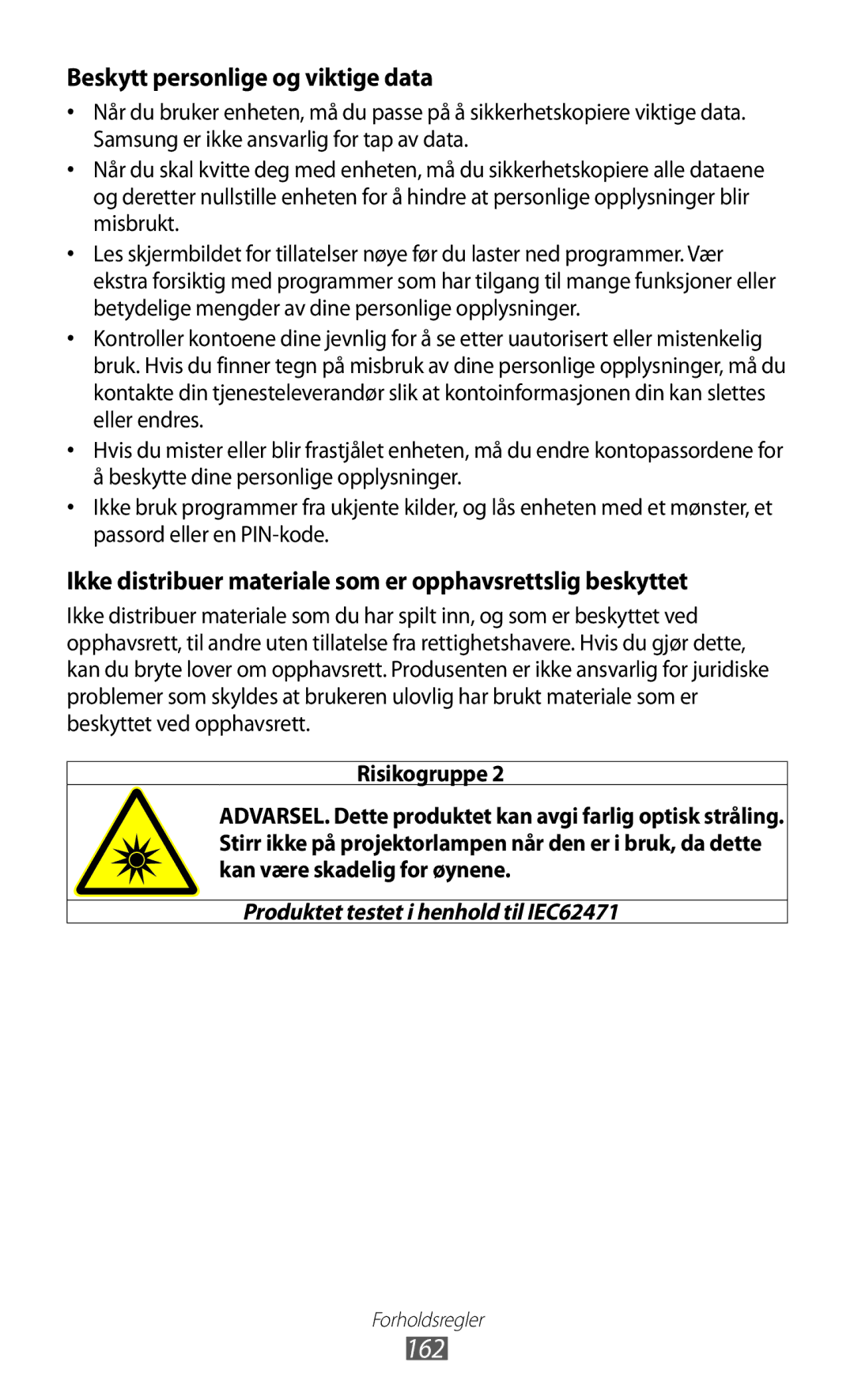 Samsung GT-I8530RWANEE, GT-I8530BAANEE manual 162 