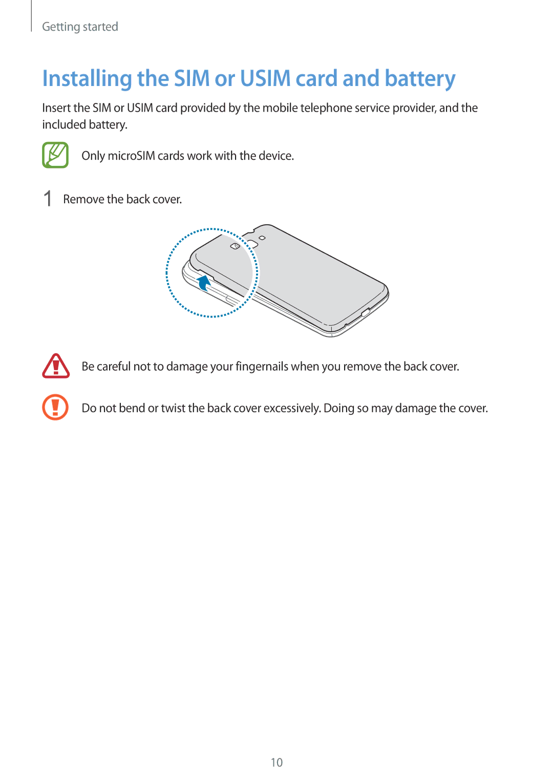 Samsung GT-I8552RWASER, GT-I8552TAAKSA, GT-I8552RWAKSA, GT-I8552RWAXXV manual Installing the SIM or Usim card and battery 