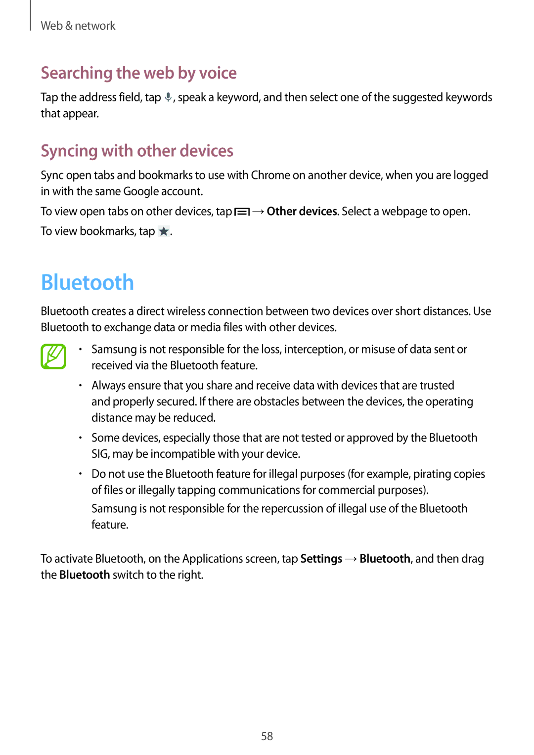 Samsung GT-I8552RWASER, GT-I8552TAAKSA, GT-I8552RWAKSA, GT-I8552RWAXXV, GT-I8552TAAXXV Bluetooth, Syncing with other devices 