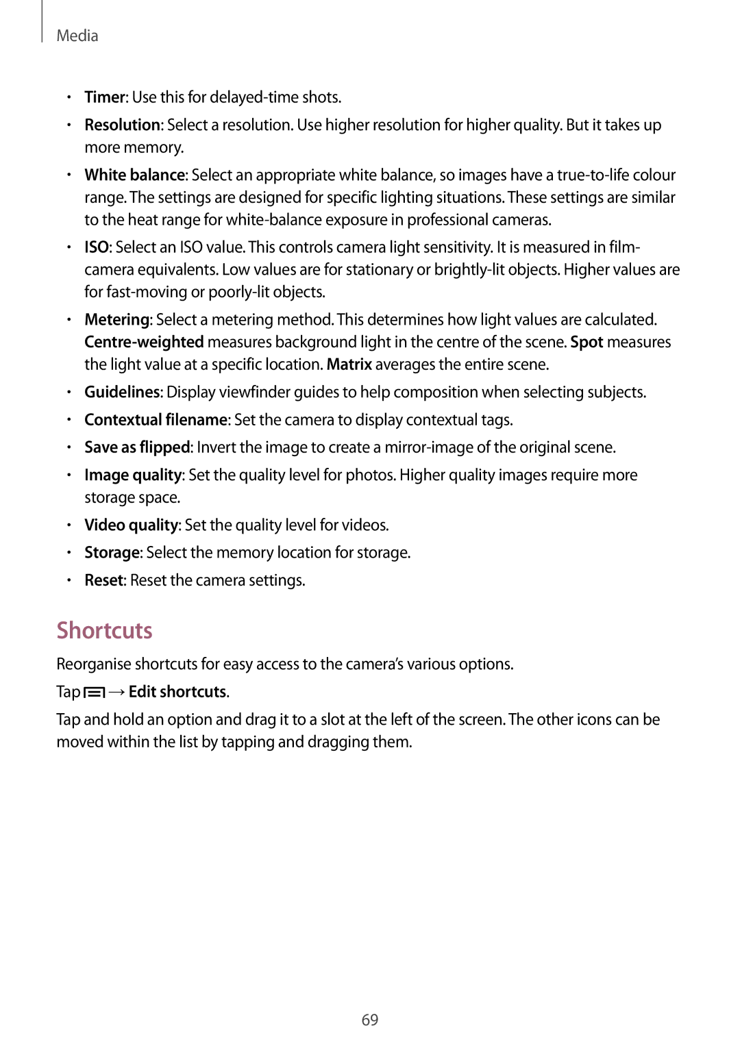 Samsung GT-I8552TAAXXV, GT-I8552TAAKSA, GT-I8552RWAKSA, GT-I8552RWAXXV, GT-I8552RWASER manual Shortcuts, Tap →Edit shortcuts 