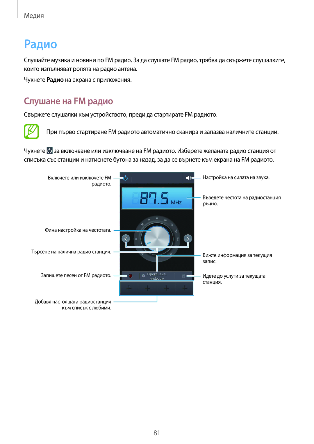 Samsung GT-I8580PWABGL, GT-I8580DBABGL manual Радио, Слушане на FM радио 