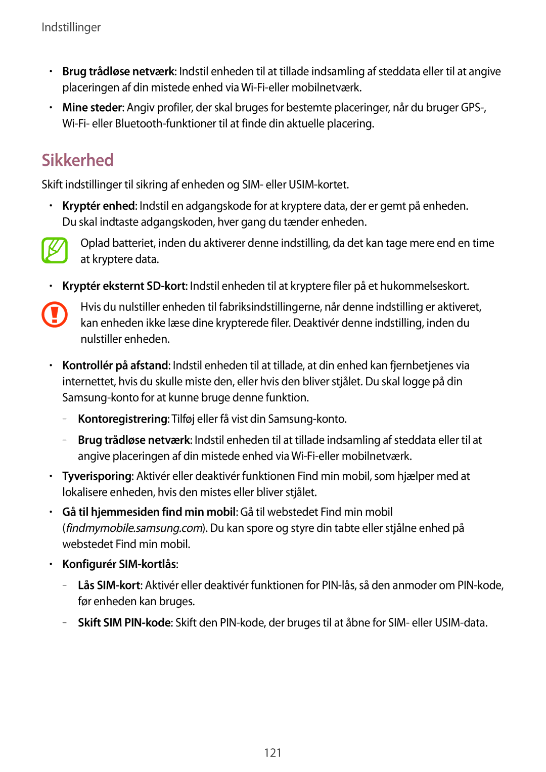 Samsung GT-I8580PWANEE manual Sikkerhed, Kontoregistrering Tilføj eller få vist din Samsung-konto, Konfigurér SIM-kortlås 