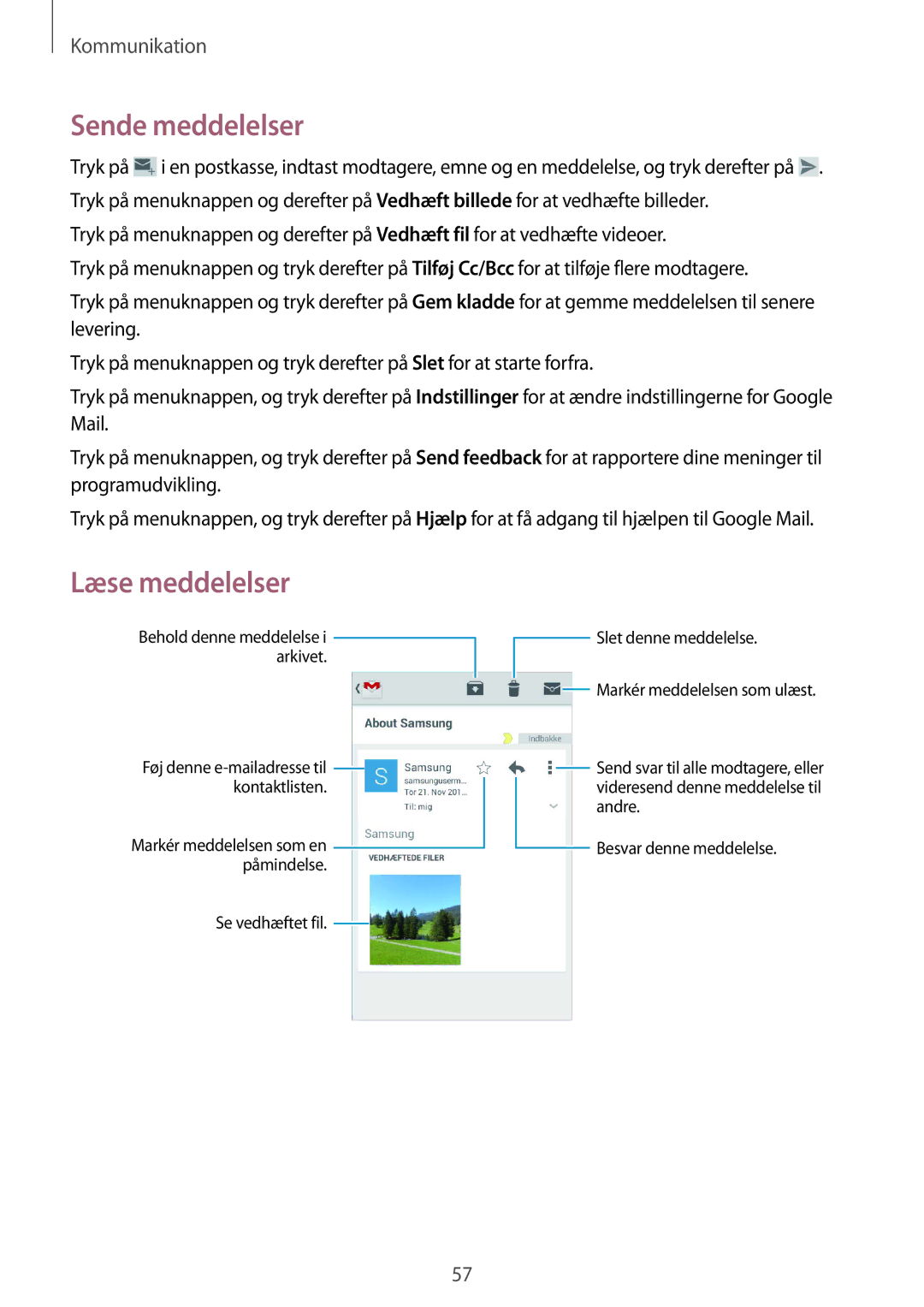 Samsung GT-I8580PWANEE, GT-I8580DBANEE manual Markér meddelelsen som en påmindelse 