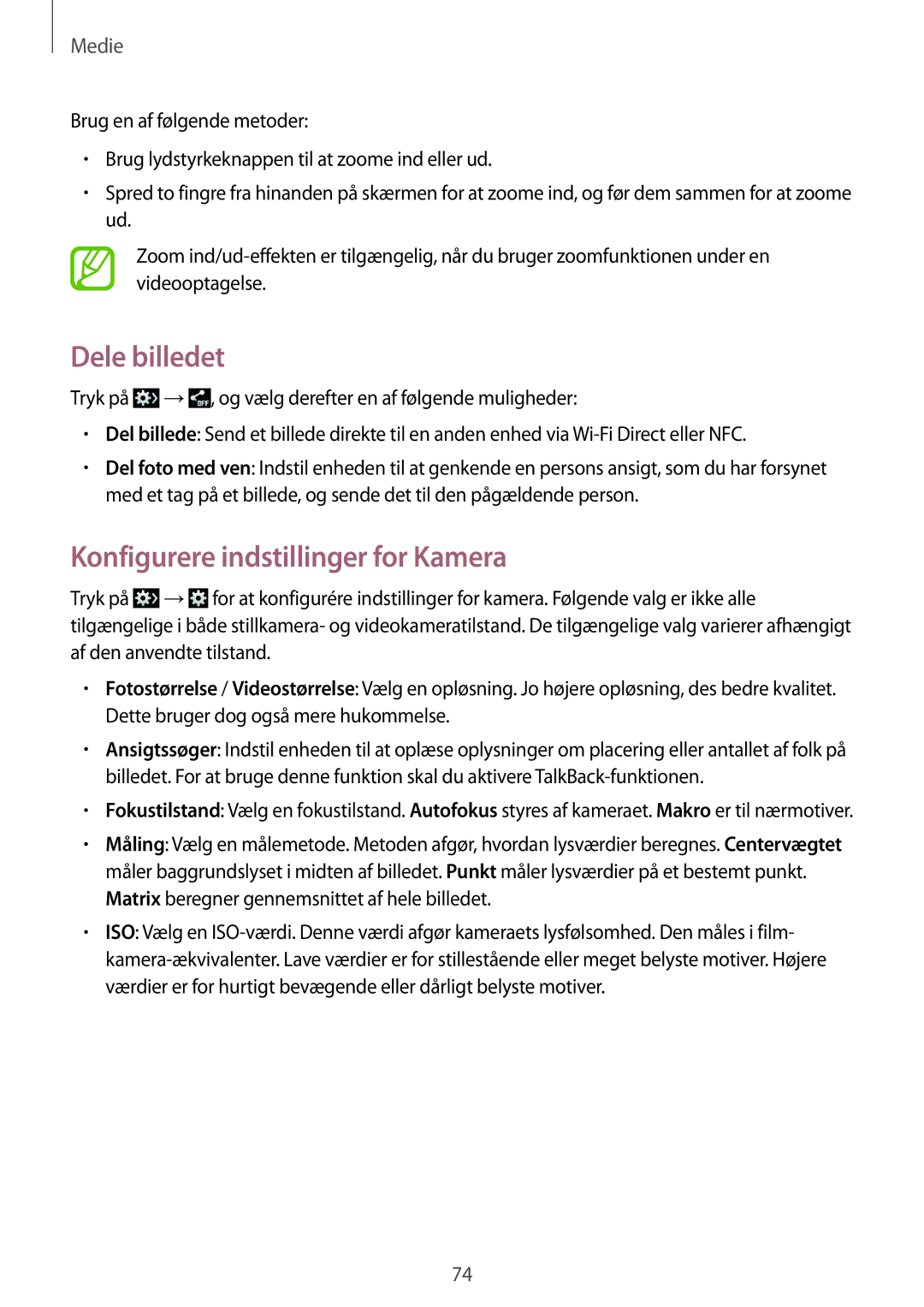 Samsung GT-I8580DBANEE, GT-I8580PWANEE manual Dele billedet, Konfigurere indstillinger for Kamera 