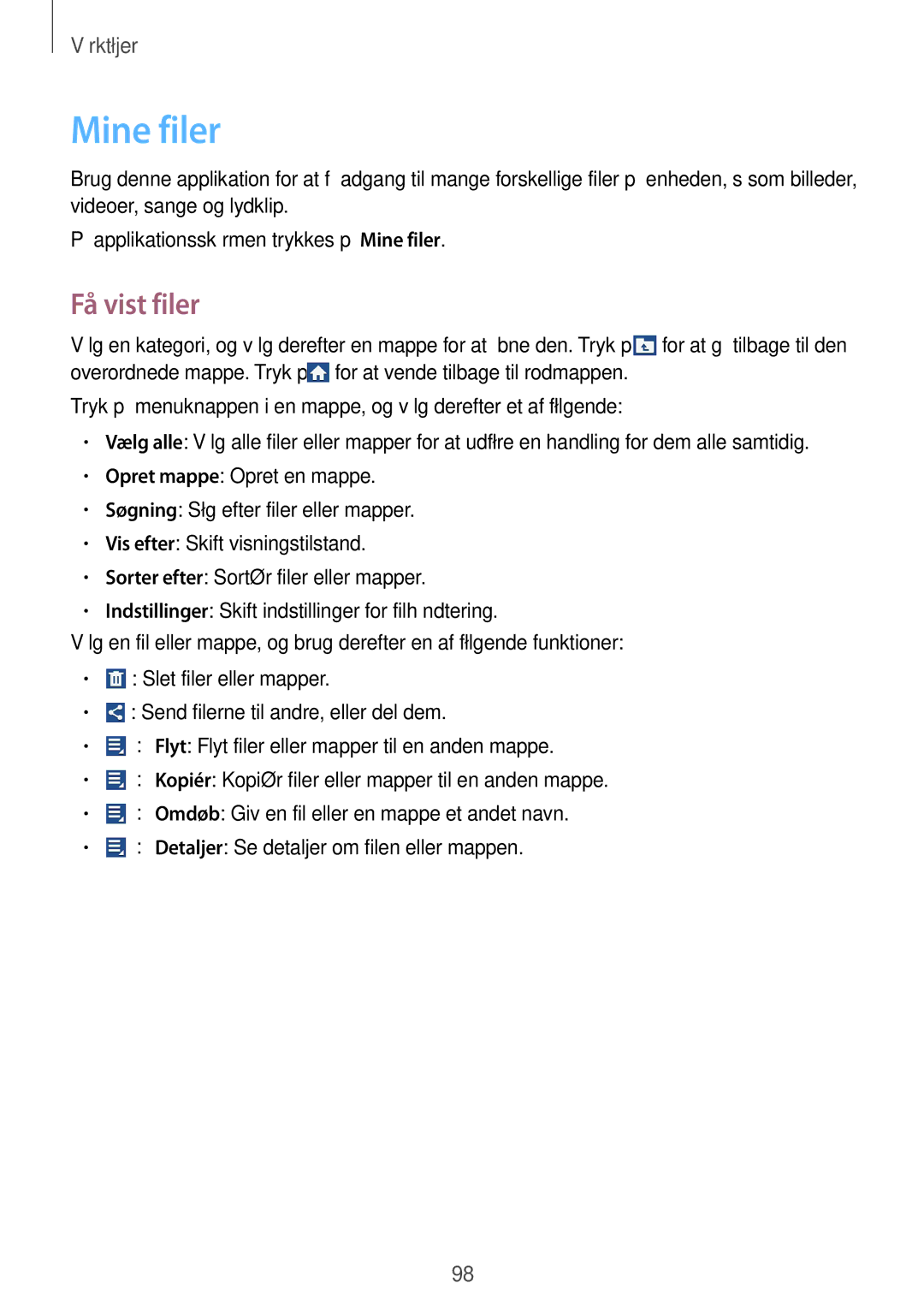 Samsung GT-I8580DBANEE, GT-I8580PWANEE manual Mine filer, Få vist filer 
