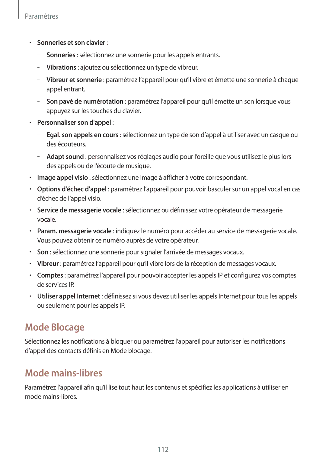 Samsung GT-I8580DBAXEF manual Mode Blocage, Sonneries et son clavier, Personnaliser son dappel 