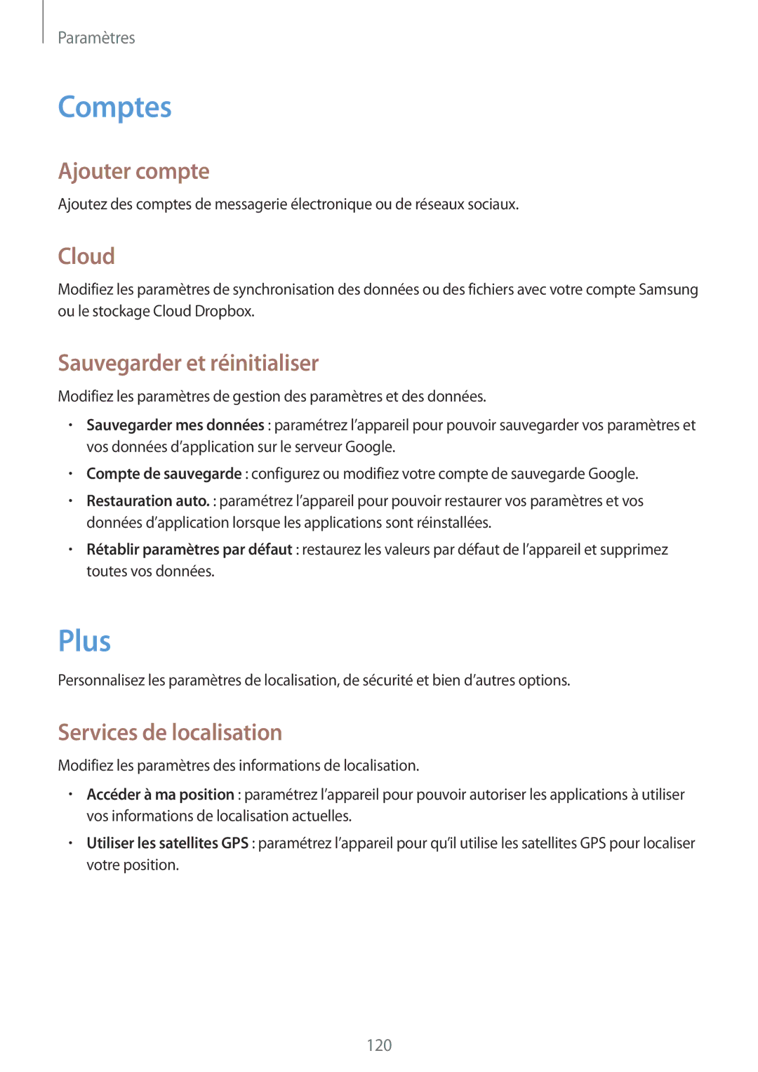 Samsung GT-I8580DBAXEF manual Comptes, Plus 