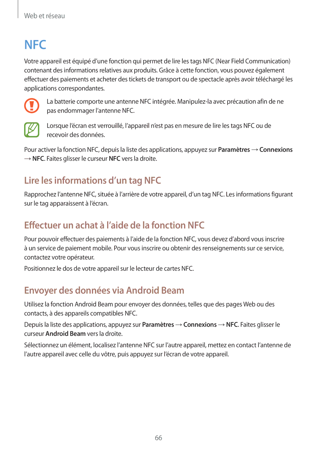 Samsung GT-I8580DBAXEF manual Lire les informations d’un tag NFC, Effectuer un achat à l’aide de la fonction NFC 