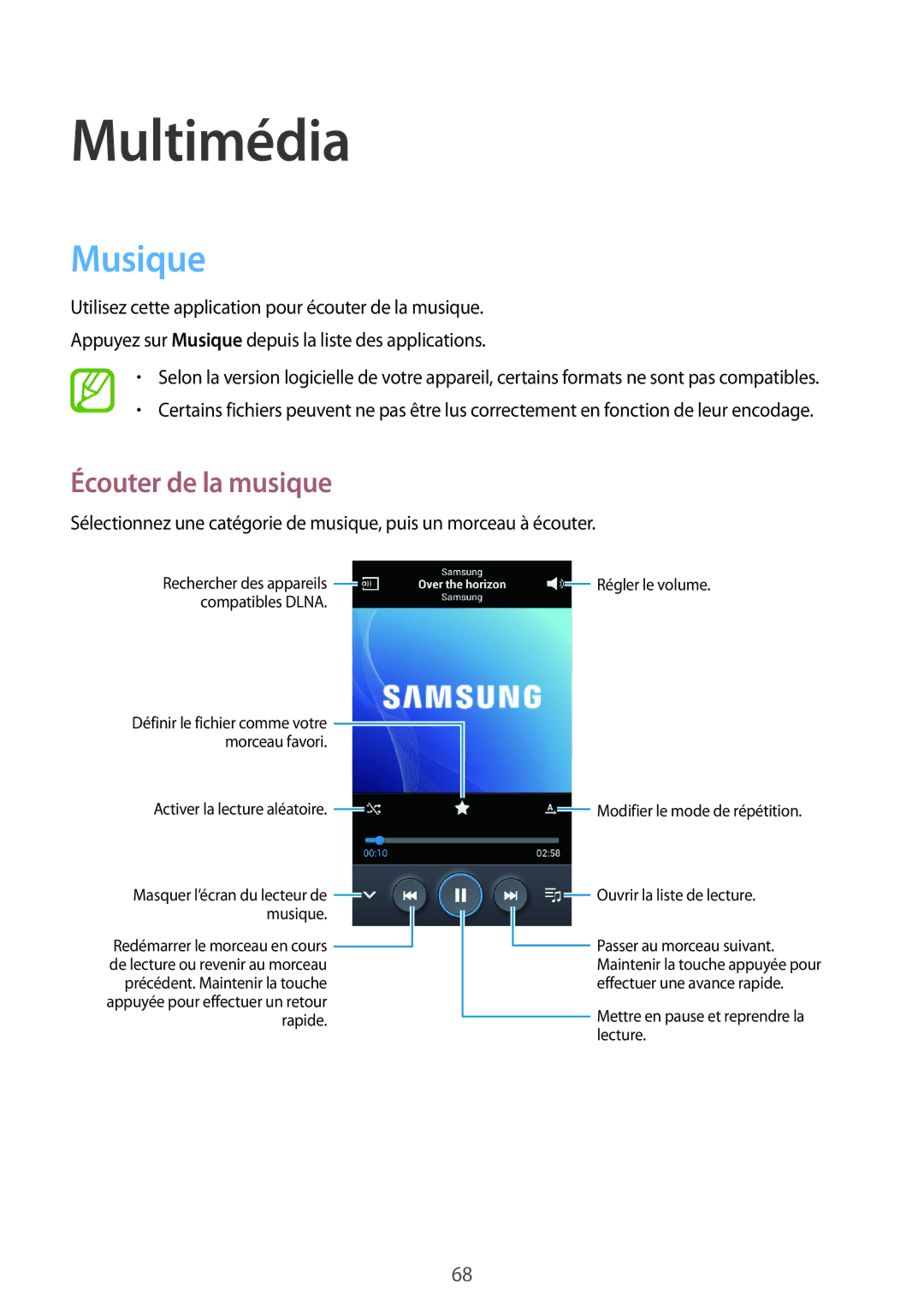 Samsung GT-I8580DBAXEF manual Musique, Écouter de la musique 