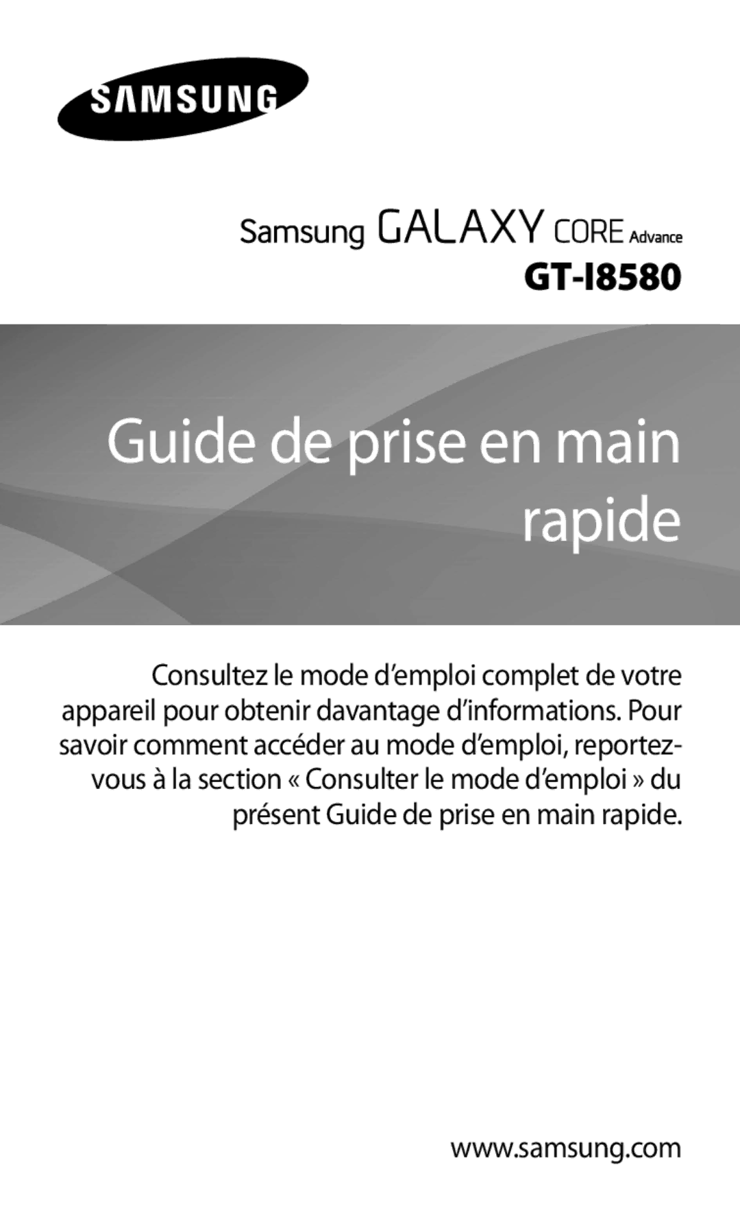 Samsung GT-I8580DBAXEF manual Guide de prise en main rapide 