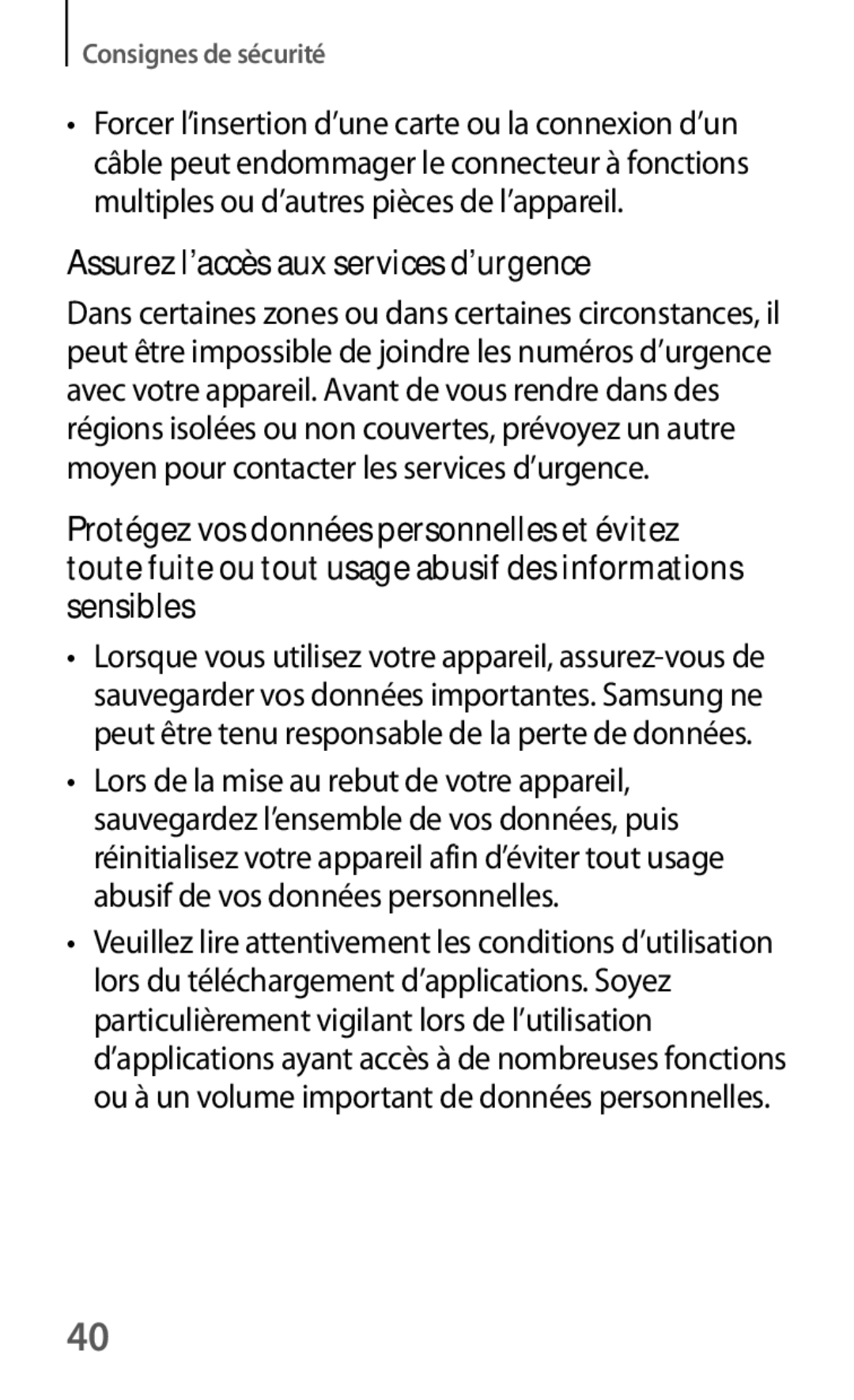 Samsung GT-I8580DBAXEF manual Assurez l’accès aux services d’urgence 