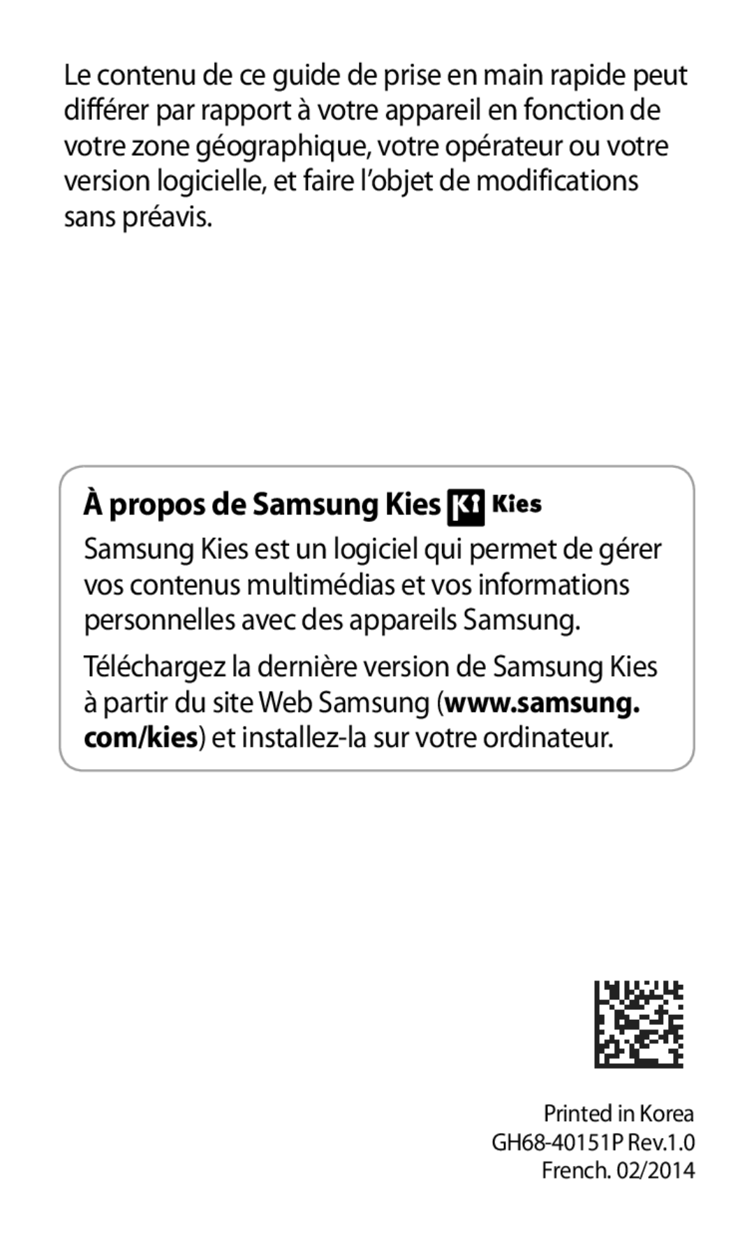 Samsung GT-I8580DBAXEF manual Propos de Samsung Kies 