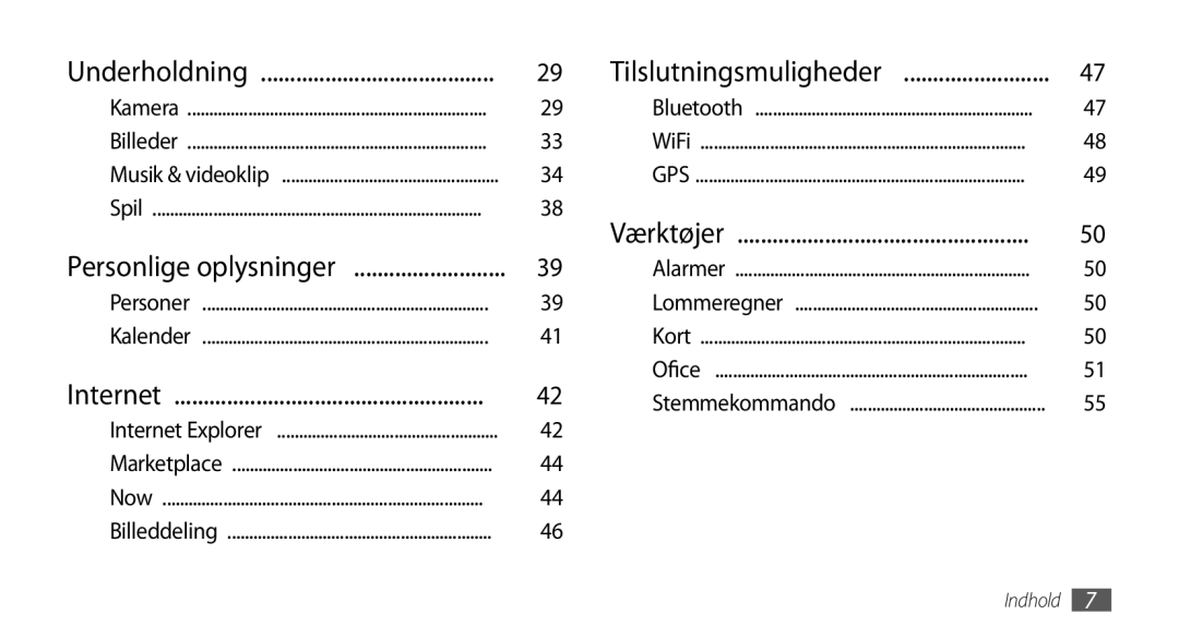 Samsung GT-I8700YKANEE, GT-I8700YKAHTS manual Underholdning 