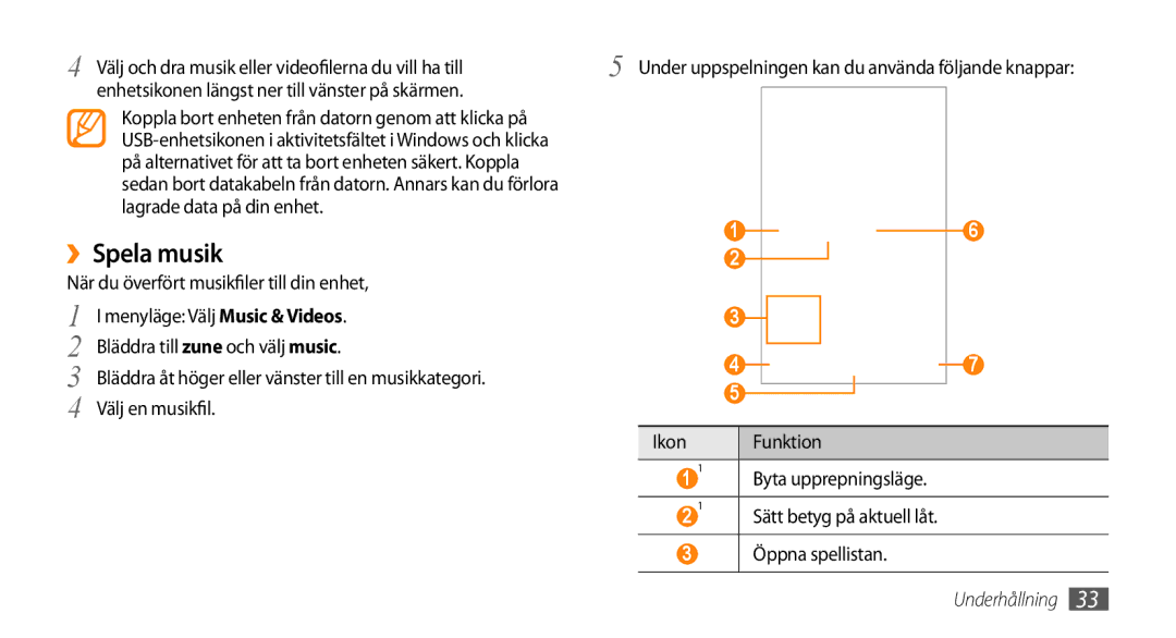 Samsung GT-I8700YKANEE ››Spela musik, Välj och dra musik eller videofilerna du vill ha till, Lagrade data på din enhet 