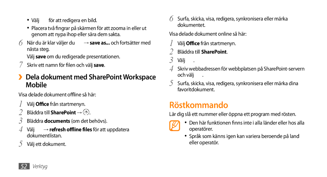 Samsung GT-I8700YKAHTS, GT-I8700YKANEE manual Röstkommando, Mobile 