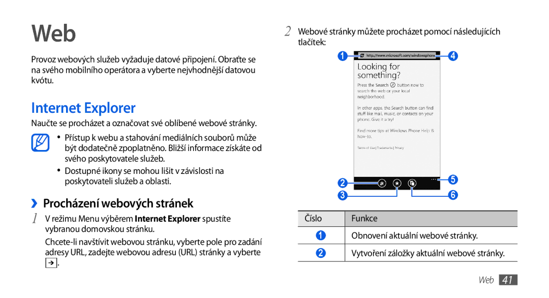 Samsung GT-I8700YKAO2C, GT-I8700YKAORS, GT-I8700YKATMZ, GT-I8700YKAMOB Web, Internet Explorer, ››Procházení webových stránek 