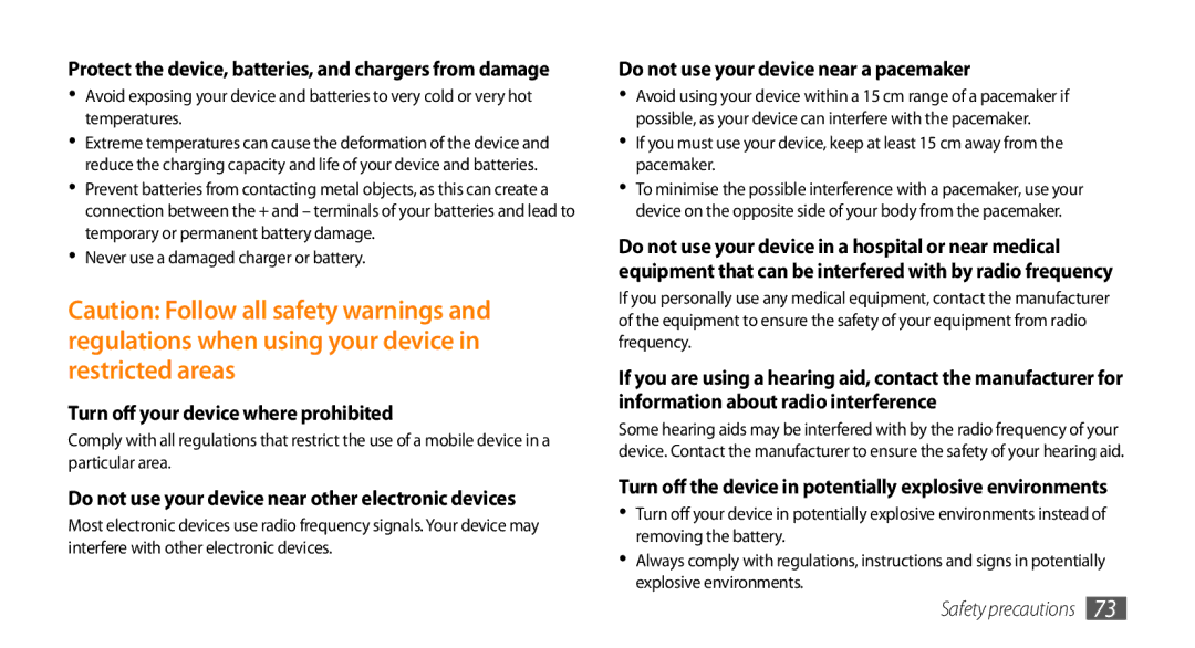 Samsung GT-I8700YKADRE, GT-I8700YKATMN, GT-I8700YKADBT, GT-I8700YKAEPL, GT-I8700YKAATO Turn off your device where prohibited 