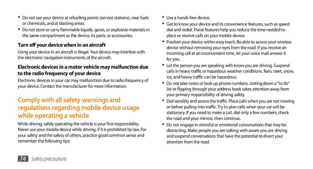 Samsung GT-I8700YKADBT, GT-I8700YKATMN, GT-I8700YKADRE, GT-I8700YKAEPL manual Turn off your device when in an aircraft 