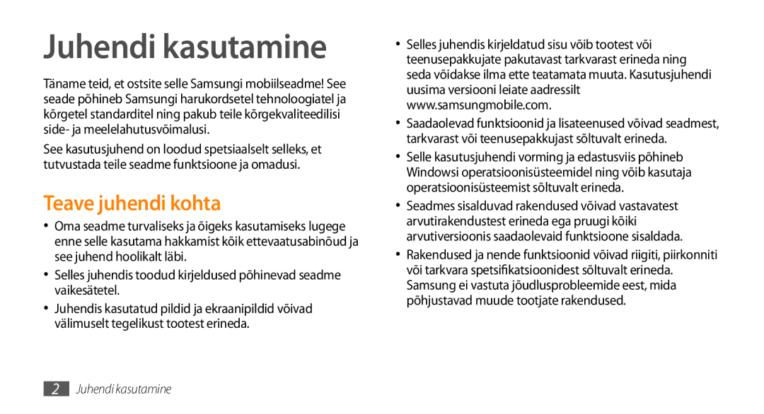 Samsung GT-I8700YKBSEB manual Juhendi kasutamine, Teave juhendi kohta 