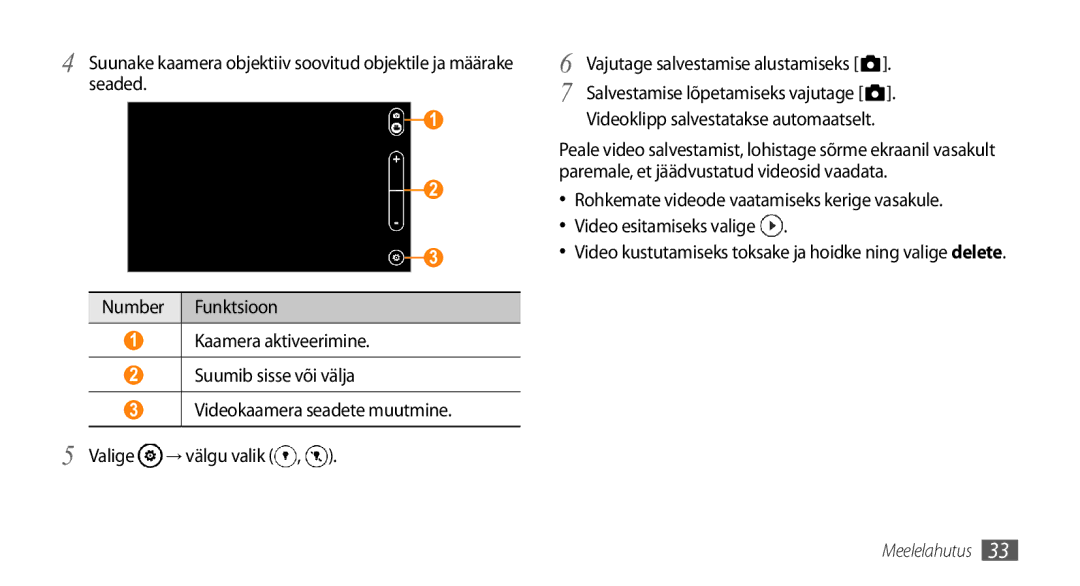 Samsung GT-I8700YKBSEB manual Videoklipp salvestatakse automaatselt 