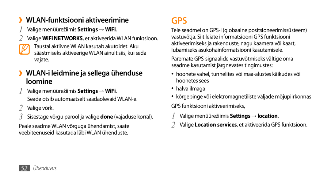 Samsung GT-I8700YKBSEB manual ››WLAN-funktsiooni aktiveerimine, ››WLAN-i leidmine ja sellega ühenduse loomine, Valige võrk 