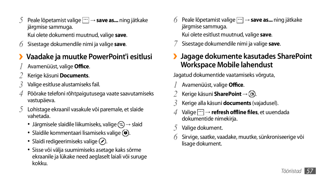 Samsung GT-I8700YKBSEB manual Workspace Mobile lahendust 